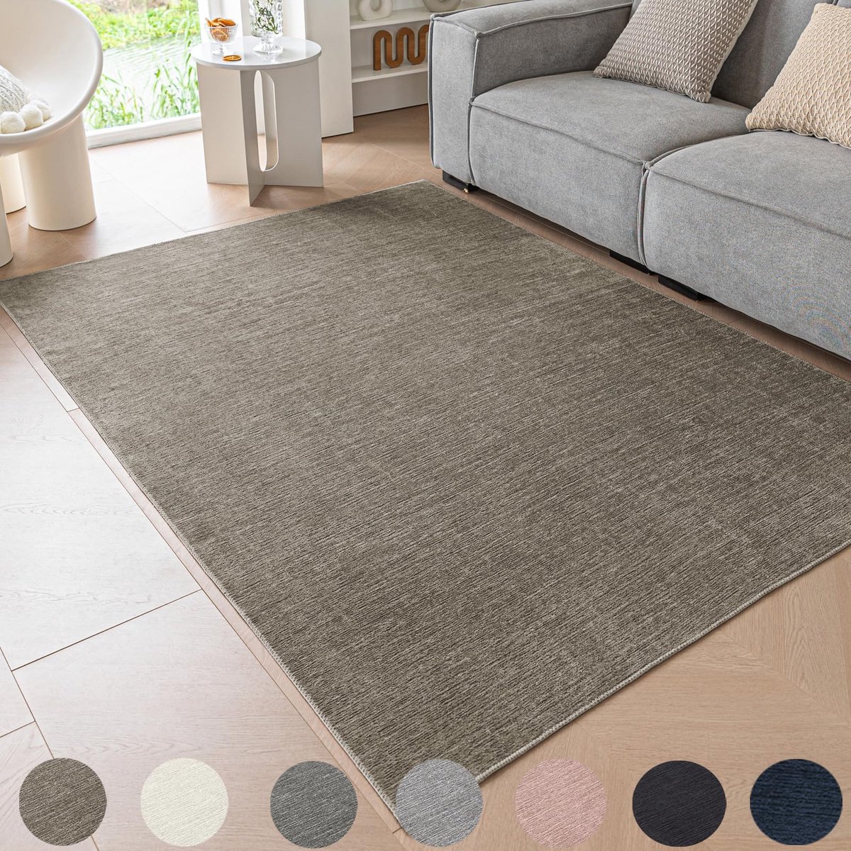 LaMoussawi ® Stijlvol Laagpolig Vloerkleed voor Moderne Interieurs in Taupe Kleuren